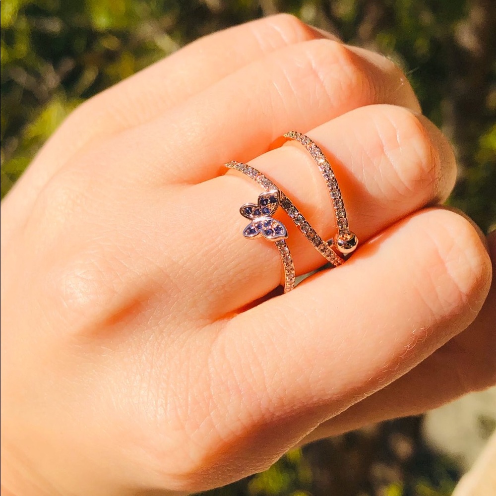 NEW Luxury Rose Gold Micro Pave CZ Butterfly Ring - Picture 4 of 7